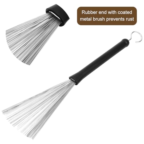 HASTHIP® 1 Pair Drum Brushes Retractable Wire Sticks 2PCS
