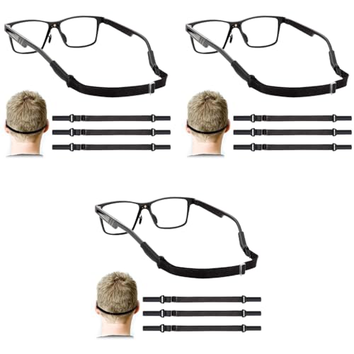 HASTHIP® 9PCS Adjustable Glasses Straps No Tail Eyewear Retainer Anti-Slip Elastic Eyeglasses Strap Holder Sunglasses Straps for Adults Men Women (Black)