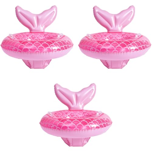 Proberos® Baby Swimming Seat for 6-48 Month Mermaid Tail Floating Seat with Dual Grips PVC Inflatable Pool Float Shower Party Bathing 3 PCS