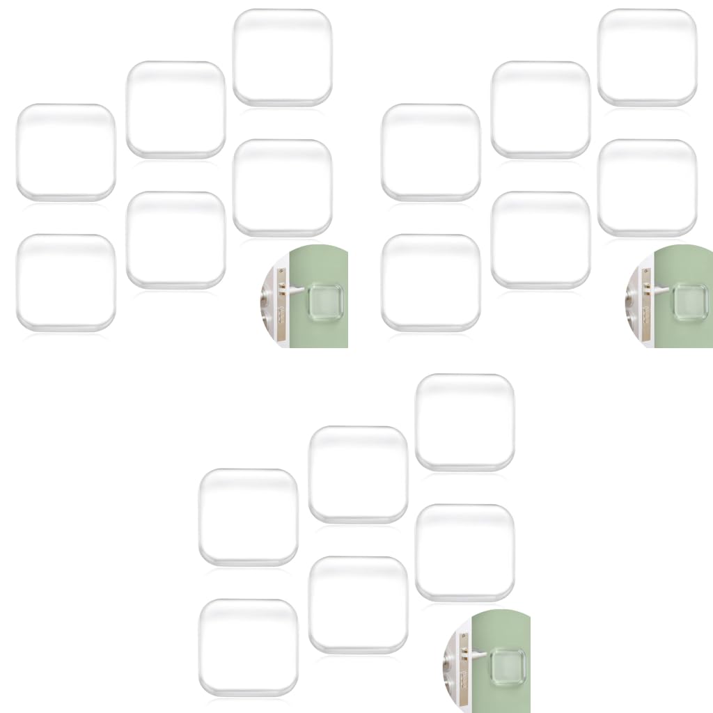 ZIBUYU Door Stopper for Home featuring Thick Square Clear Rubber Gel Bumpers 18PCS