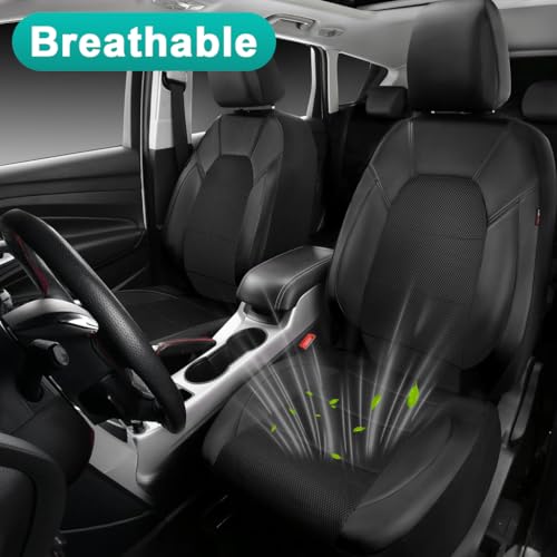 STHIRA® Leather and 3D Air Mesh Universal Fit Car Seat Covers, for Sedans,Trucks,Suvs,Airbag Compatible,Zipper Design and Reserved Opening Holes for Headrest