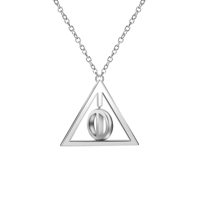 Zibuyu Deathly Hallows Rotatable Necklace for Men and Women with 3.5 x 3.2 cm Pendant | Hypoallergenic Alloy Build and Magic-Inspired Design
