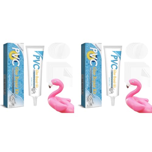 HASTHIP® Waterproof PVC Repair Glue Kit 60ml with 10 Clear Patches for Pool Floats Loungers Water Rings Rafts 2PCS