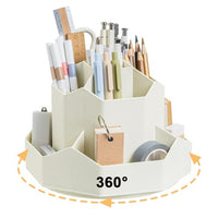 Climberty® Pen Stand for Study Table, 9 Slots Pen holder 360 Degree Rotating Desk Organizer, Desktop Storage Pen Organizers Stationery Supplies, Cute Pencil Cup Pot for Office School Home (Beige)