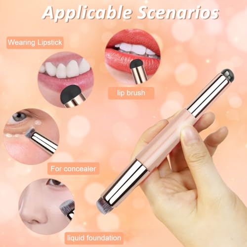 MAYCREATE® Lipstick Silicone Brush 2-in-1 Balm Applicator with Blending Multifunctional Makeup Tool for Gloss Concealer Foundation Pink 3PCS