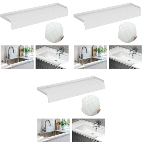 HASTHIP® Silicone Sink Edge Protector Splash Guards Flexible Cuttable Kitchen Countertop Protectors from Scratches Stains Splashes 4x20 inches 3 PCS