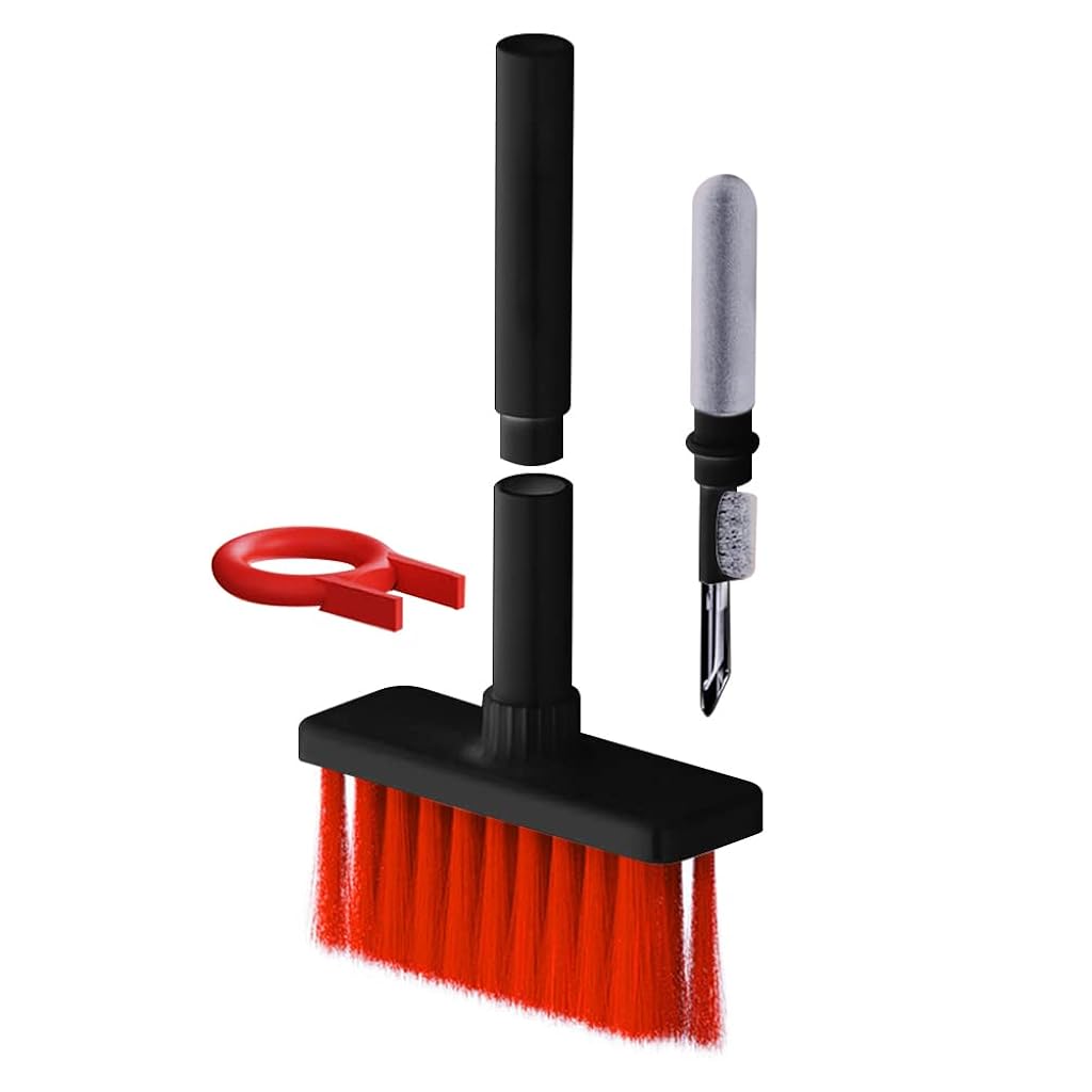 ZORBES® 5 in 1 Reusable Cleaning Brush Kit for Earbud,Keyboard,Earbud Case Including Nylon Bristles, Flocking Sponge, High-density Brush, Metal Pen Tip and Keycap Puller-Black