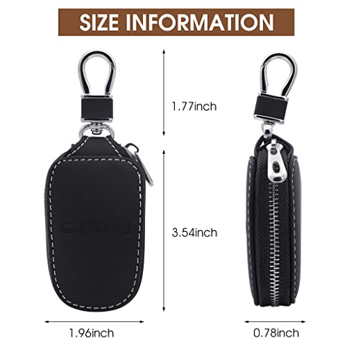 GUSTAVE® Smart Key Cover Protection Pu Leather Chain Bag Car Keychain Coin Holder Auto Remote Keyring Wallet Black 2 PCS
