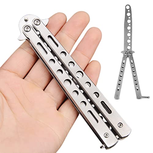 Proberos® Butterfly Knives Trainer with O-Ring Latch for Beginner, Children, Butterfly Knives Lover & More, Balisong Trainer with Unsharpened Blade for Practicing Flipping Tricks(Black)