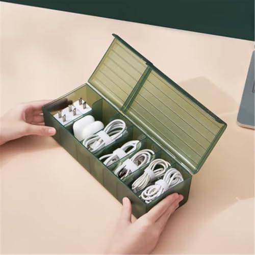 ZIBUYU® OwnMy Plastic Trading Card Storage Box with Fixed 6 Dividers, Holds 300+ Cards, Transparent Organizer Case with Writable Labels, Dustproof, Green-DarkGreen, 29x10.4x8.1cm, 1 Pack