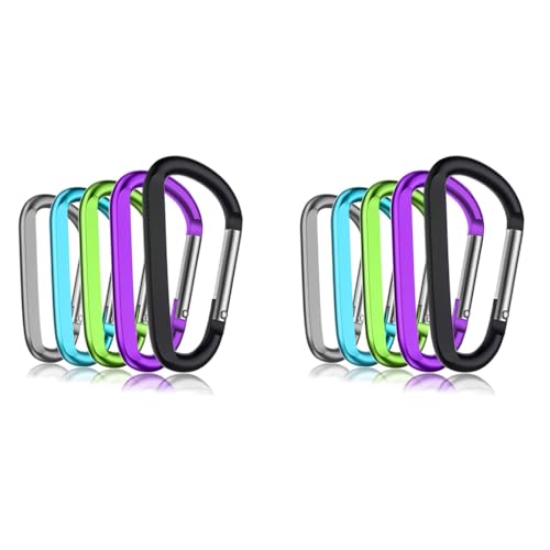 Proberos® 5PCS Carabiner 3.1 Inch Aluminum D-Ring Keychain Chain Lock Clip Hook Accessories Hiking Travel Kits Outdoor Camping Fishing Home RV