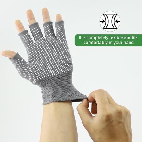 Proberos® 2 Pairs Hockey Sport Fingerless Gloves Players Nylon Breathable Anti-Slip Palm Design Outdoor Working Unisex Men Women Close-fit Multifunction for Riding Driving Golfing 2 PCS