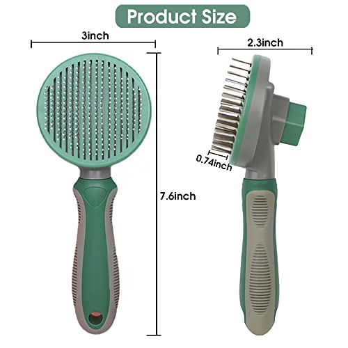 Qpets® Deshedding Brush for Dogs, Dog Brush Dog Comb Cat Hair Brush Self Cleaning Slicker Brush Shedding and Grooming Brush for Pet Hair Brush