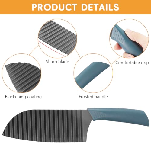 HASTHIP® Crinkle Cutter Knife Choppers for Potatoes Veggies Wave French Fry Slicer Large Handle Chopping for Salad Cucumber Carrots Fruit 3 PCS