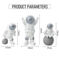 HASTHIP® 3PCS Astronauts Figures Statues Decor, Ornaments Resin Outer Space Themed Decor, Spaceman Planet Sculpture for Desktop & Tabletop Decor, Gift for Space Lovers, Silver