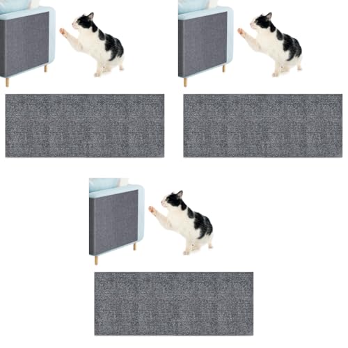 Qpets® Cat Scratch Pad for Cats Cut-to-Fit Scratcher Mat Self Adhesive Cardboard Wall Floor Furniture Protection 30x100CM 3 PCS