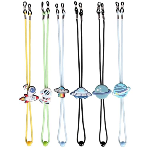 PATPAT® 6Pcs Glasses Lanyard ,9.8 inches Eyeglasses Neck Straps for Kids Colorful Eyeglasses Neck Straps with Cartoon Charm Sliding Buckle ,Adjustable Eyewear Retainer Straps