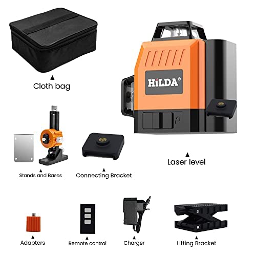 HASTHIP Laser Level, 16 Lines 4X360 Laser Level Self Leveling 4D Rechargeable Laser Level Machine with Accessories Pack Horizontal Vertical Four-Plane Leveling Alignment Laser Level for Construction