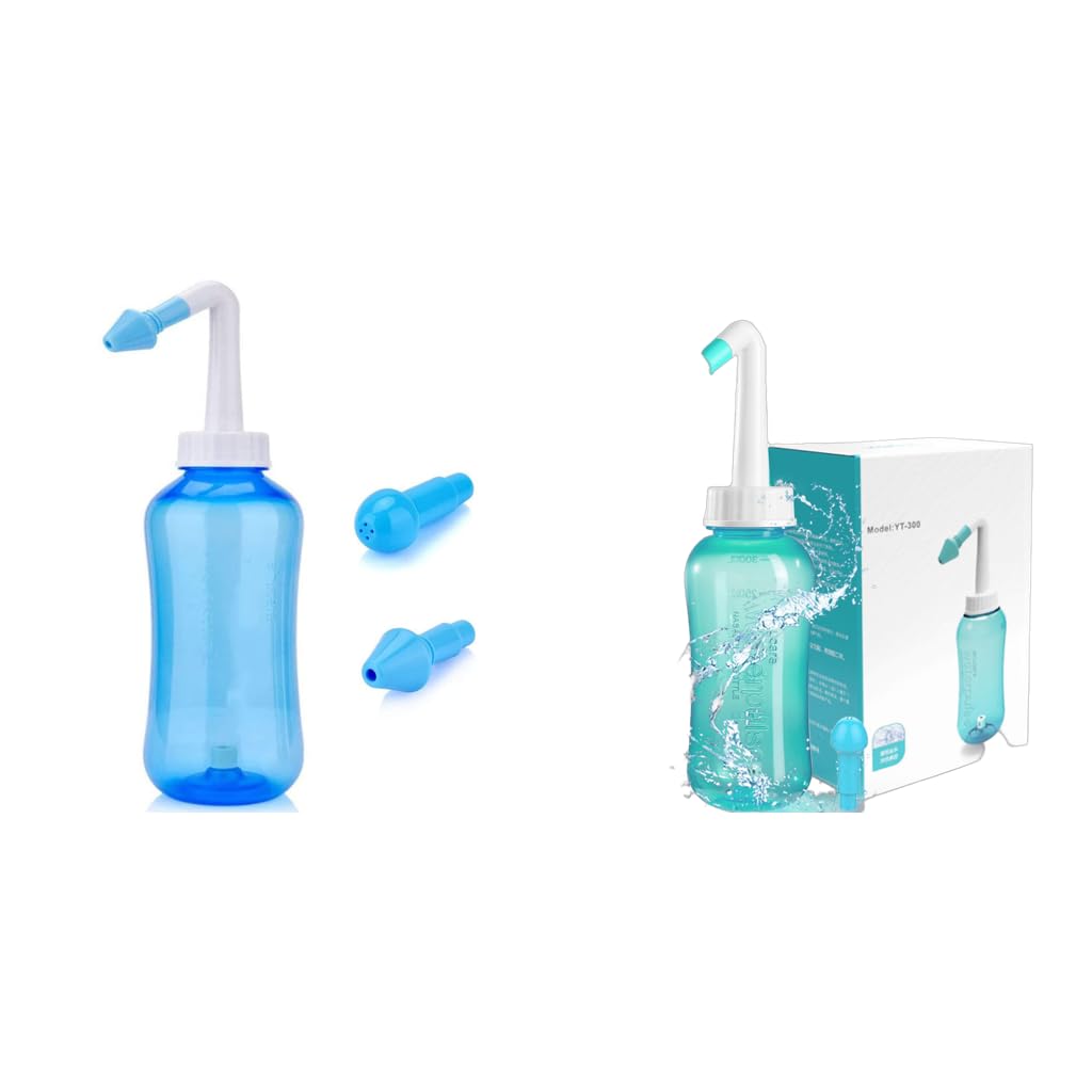 HANNEA Nose Wash System for Sinus Rinse with 300ml Neti Pot and 2 Nozzles | Adult & Kids Relief