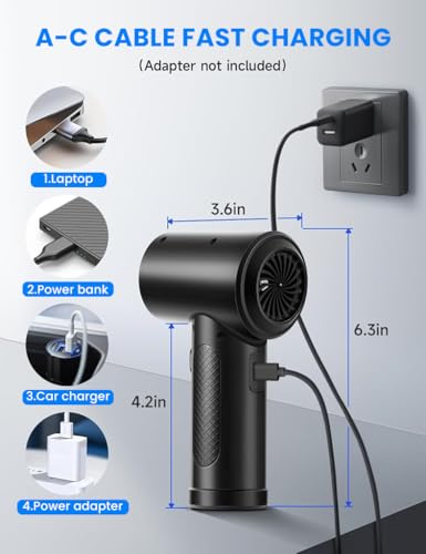 STHIRA® Electric Air Duster 2 In 1 Air Blower Air Pump with 5 Nozzles, 3-speed Air Duster with LED Light USB Cordless Handheld Compressed Air Blower for Car Dusting, Keyboard Maintenance