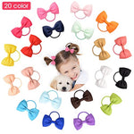 SNOWIE SOFT® 20pcs Rubber Bands for Girls Elastic Color Bows Hair Rubber Bands Set for Kids Assorted Cute Bow Hair Ties Hair Accessories for Toddlers Girls