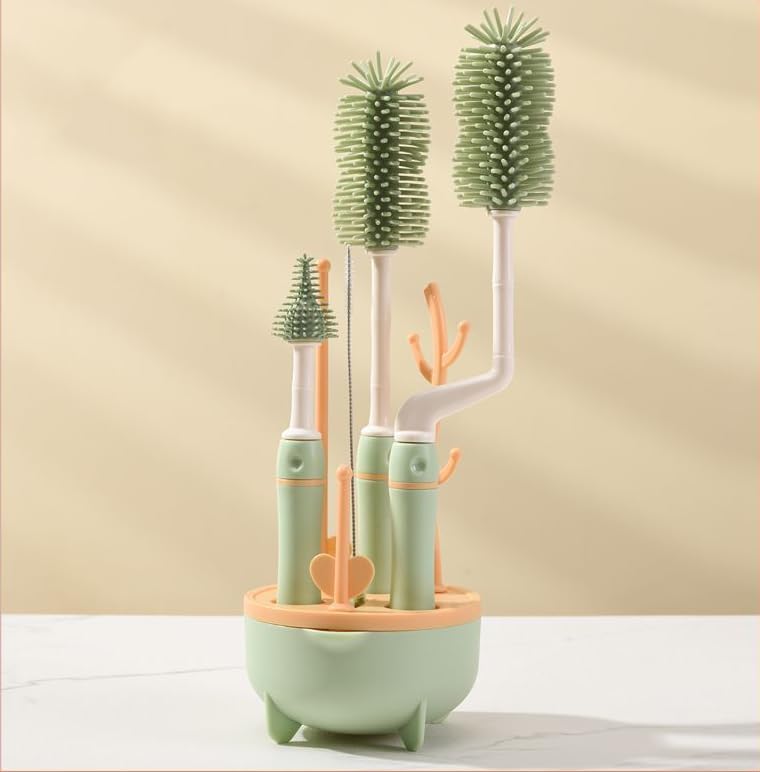 SNOWIE SOFT Water Bottle Cleaning Brush Set of 4pcs with Rotatable Silicone Heads | For Bottles Cups and Straws