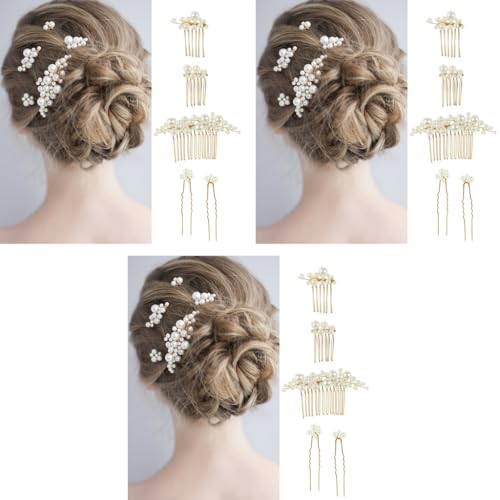 SANNIDHI® 10PCS Hair Accessories for Women Wedding Faux Pearl Juda Hair Pins for Women Girls Stylish Bridal Hair Comb Clips Hair Bun Pins