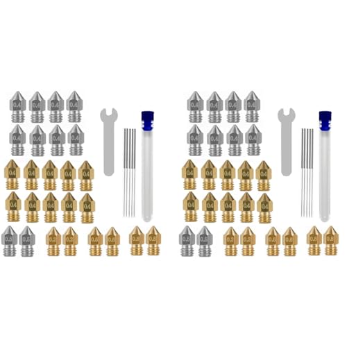 Serplex® 32PCS 3D Printer Nozzle MK8 Extruder High Temperature Pointed Wear Resistant for Makerbot Creality CR-10 5 Size 0.2 mm 0.4 mm 0.5mm 0.6 0.8