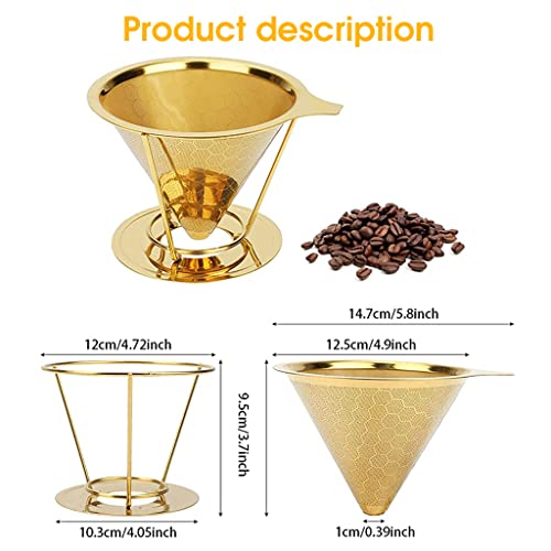 Supvox® 800 Mesh Filter Coffee Maker with Handle Pour Over Coffee Filter Stainless Steel V60 Coffee Dripper 100% Paperless Maker Honeycomb Cup Cafe Keeping Nature Coffee Flavour Easy to Use and Clean