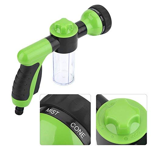 ZIBUYU Mini Foam Water Spray Gun High Pressure 8 Patterns Watering Nozzle Garden Sprayer with Soap Dispenser Foam Washer Gun for Car, Bike, Pets & Cleaning Garden Washing Spray Gun, (Green) - 1