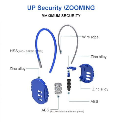 HASTHIP® 6PCS Luggage Number Lock 3 Digit Zinc Alloy Combination Padlock Outdoor Waterproof for School Gym Sports Fence Toolbox Gate Case Hasp Storage Black Blue
