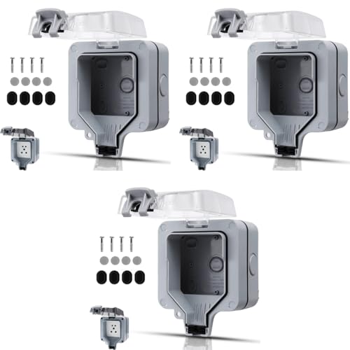 Serplex® 86 Type Waterproof IP66 Black Socket Cover for Single Plug Outdoor Electrical Box ABS Copper Easy Install with Lock Versatile Garden Patio Garage Socket Not Included 3PCS