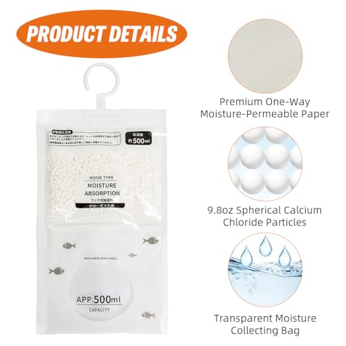 HASTHIP® Dehumidifier for Wardrobe - Fragrance Free 4 Pack Humidity Packs, Dessicant Packets, Hanging Closet Dehumidifier Bags, Dehumidifiers for Bathroom
