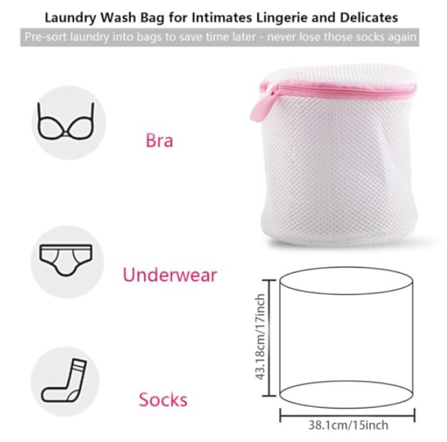 ZIBUYU Bra Laundry Bag for Delicates with Secure Zipper Closure and Mesh Polyester | 1 Pc White
