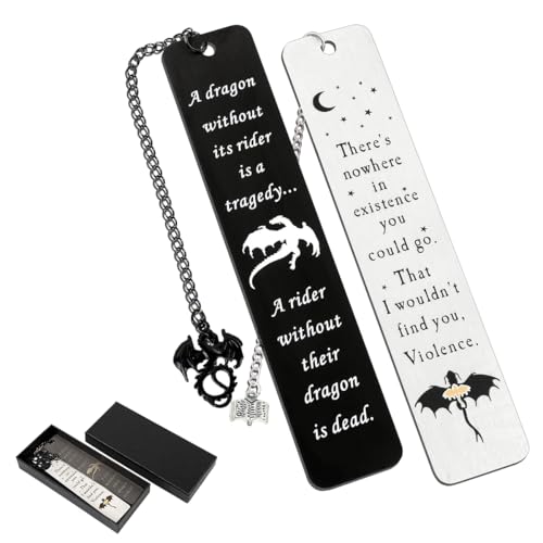 Climberty® Fourth Wing Bookmark with Gift Box, Flying Dragon Metal Bookmark with Tassel Stainless Steel Bookmarks Gifts for Women Men Couple Book Accessories Gift for Teachers by Students
