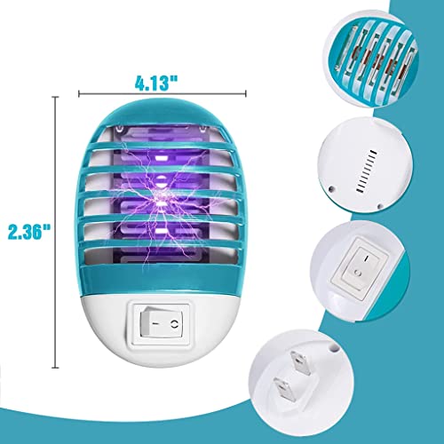 HASTHIP® 4pcs UV Mosquito Killer Lamp, Wall Outlet Plug and Play with Switch Indoor Mosquito Zapper for All Common Flies, Electronic Mosquito Killer for Bedroom, Kitchen