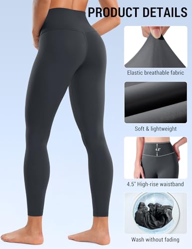 Venzina® Women's Legging Yoga Pants, Fashion Stretchy Taceless Sport Leggings, Tummy Control & Butt Lifting, 7/8 Length High-Waisted Leggings for Yoga, Workout, Running, Jogging, Dark Gray-L