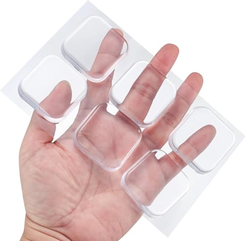 ZIBUYU® 6Pcs Gel Door Stoppers Door Knob Cushioning Pads Silicone Bumpers Furniture Wall Protectors Self-Adhesive Square Clear Gel Door Stopper Cushioning Pads, Door Knob Stoppers