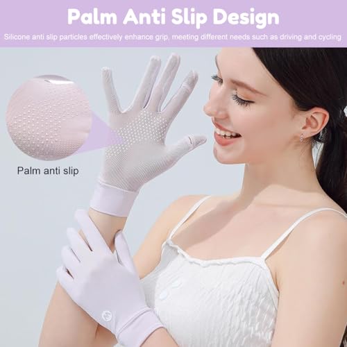 SANNIDHI® Hand Gloves for Sun Protection Women Bike UPF 50+ UV Ice Cool Driving Breathable Mesh Summer Golfing Sports Purple 3PCS