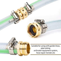 HASTHIP® Garden Hose Repair Pipe Connector with Clamps, Copper Plated Alloy Male Female Connector for Hose Pipe, Fit for 3/4" or 5/8" Garden Hose Fitting (1 Pair)