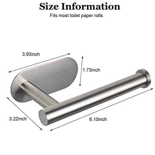 HASTHIP® Toilet Paper Holder Self Adhesive, Thicken 304 Stainless Steel Rustproof Adhesive Toilet Roll Holder no Drilling for Bathroom, Kitchen, Washroom, Chrome Finish, 16 * 4.5 * 8.2CM (Silver)