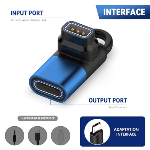 ZORBES® Type C Charger Adapter for Coros Pace 2 3 Pins Connector to Universal Type-C for Coros Pace 3 Apex Pro 42mm 46mm 3 PCS