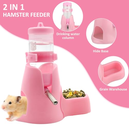 Qpets® Hamster Food Feeder Small Pet Feeding Bowl Automatic Water Dispenser 2 in 1 Small Pet Feeding Bowl for Cage No Dripping Water Dispenser for Hamster, Hedgehog, Guinea Pig