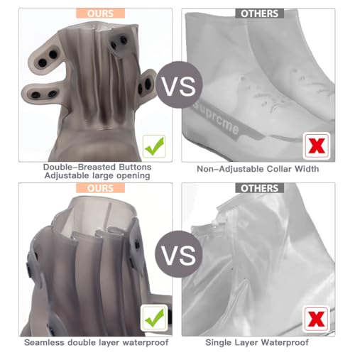 PALAY® Silicone Shoe Covers for Kids, Men, Women with Double-Breasted, Anti-Slip and Waterproof Shoe Cover, TPE Sole Wear-resistant and Reusable Shoes Cover for Rainy Season (for Size 9-11)
