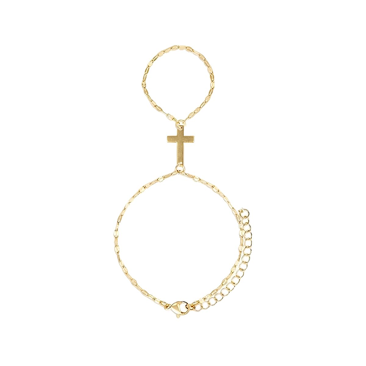 SANNIDHI Cross Bracelets for Women featuring Slim Gold Cross Pendant Link Chain | Elegant Hand Jewelry for Casual and Formal Wear