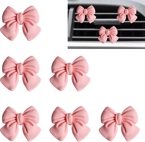 STHIRA® 7Pcs Car Decor Cute Pink Bow Car Air Vent Clip-On car Perfume Diffusers Universal Fit Car Showpieces for Passenger Princess Car Accessories Funny Car Ornaments Car Interior Decoration