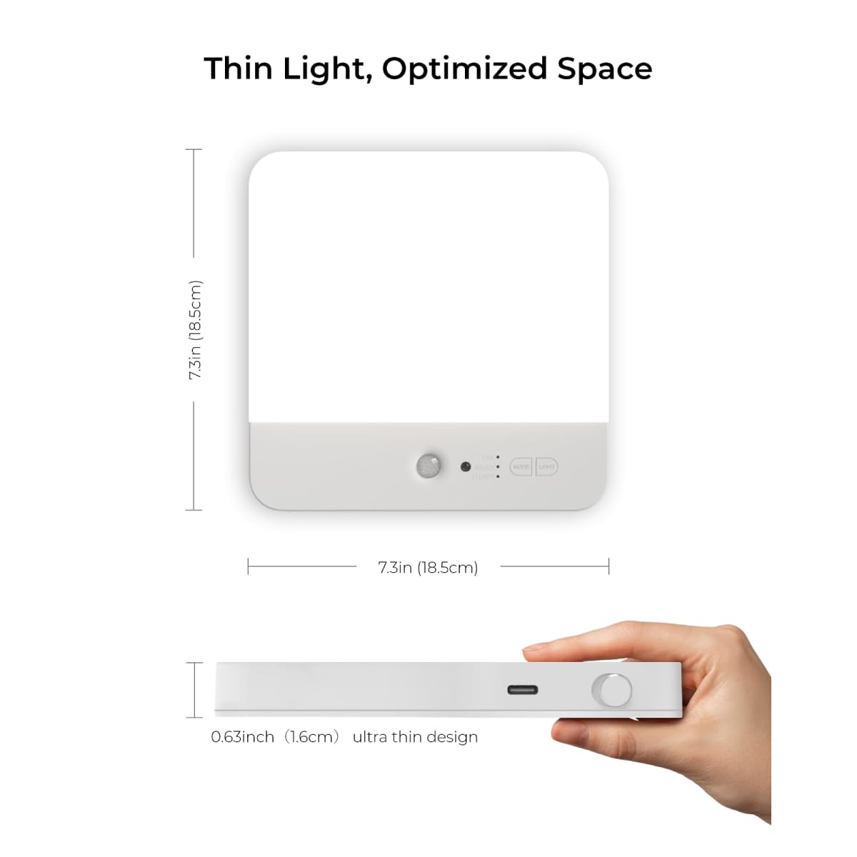 ELEPHANTBOAT Magnetic Wall Lamp for Bedroom and Hallway with 7.3in LED & Motion Sensor | USB Rechargeable 4000mAh Light