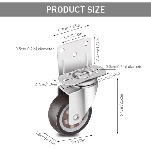 HASTHIP® 8Pcs 2-Inch Swivel Caster Wheels Heavy Duty Set, Rubber Locking Casters, 1200lbs Load, Silent Rolling, Double Ball Bearings, Universal for Furniture, Baby Bed, Kitchen, Cabinet, Trolley