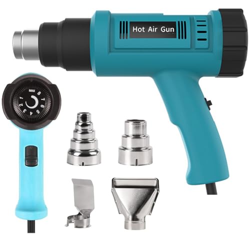 Serplex® Heat Gun for Crafting Shrink Tubing, 2000W Heavy Duty Hot Air Gun 1.5s Fast Heating, 140°F~1100°F Variable Temperature Control Heat Gun Kit with 2 Air Flow and 4 Nozzles for Vinyl Wrap
