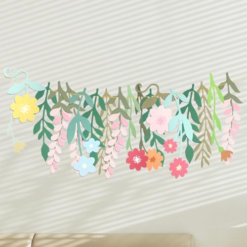 HASTHIP® Flower Garland Double Sided Colorful Paper Flower Stringed Garland 14.9 inches High Wall Hanging Decoration Party Room Decor Baby Nursery Room Decor